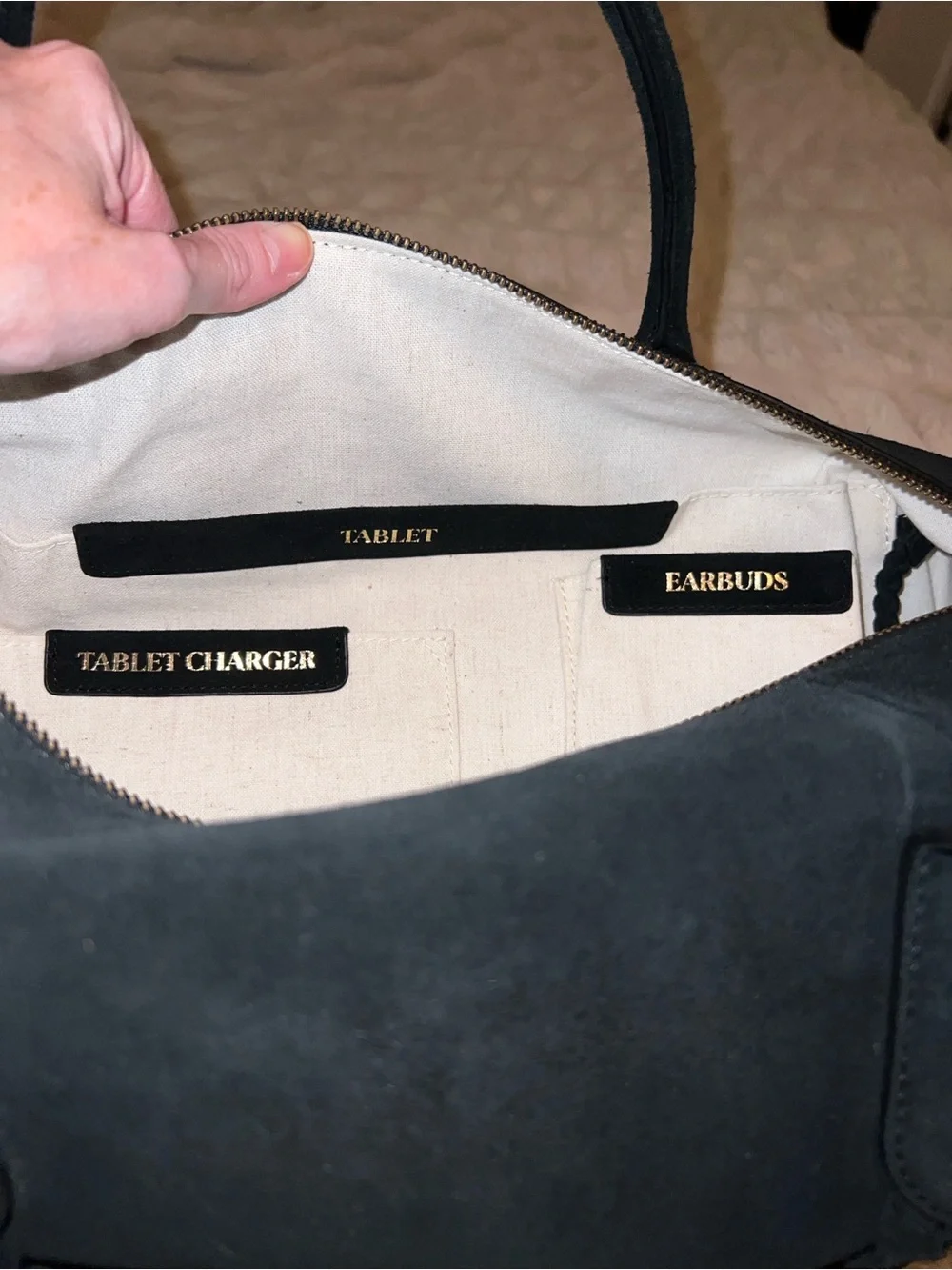 Frank & Eileen Black Suede Tote with Top Handles